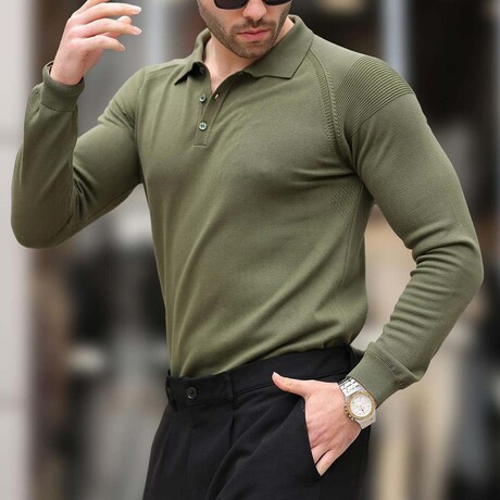 Knit Polo Sweater // Khaki (S)