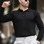 Knit Polo Sweater // Black (2XL)