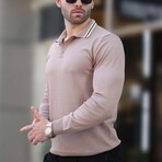 Tipped Polo Sweater // Beige (M)