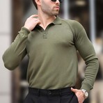 Knit Polo Sweater // Khaki (M)