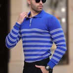 Striped Polo Sweater // Sax (L)