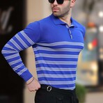 Striped Polo Sweater // Sax (L)