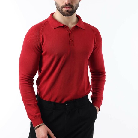 Knit Polo Sweater // Red (S)