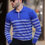 Striped Polo Sweater // Sax (L)