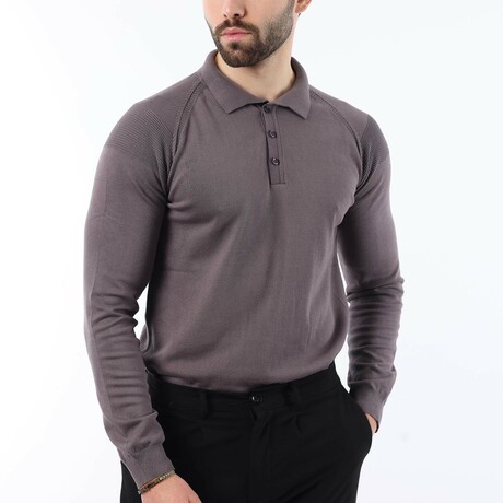 Knit Polo Sweater // Dark Gray (S)