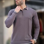 Quarter-Zip Tipped Polo Sweater // Dark Gray + White (L)