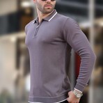 Quarter-Zip Tipped Polo Sweater // Dark Gray + White (L)