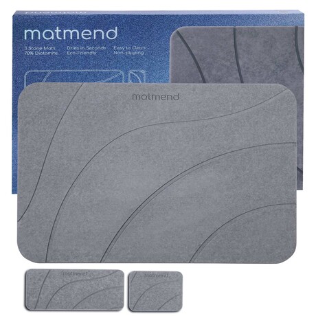 Matmend Stone Bath Mat 3-in-1 Diatomaceous Earth Drying Set