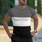 Color-Block Henly T-Shirt // Gray + White + Black (XS)