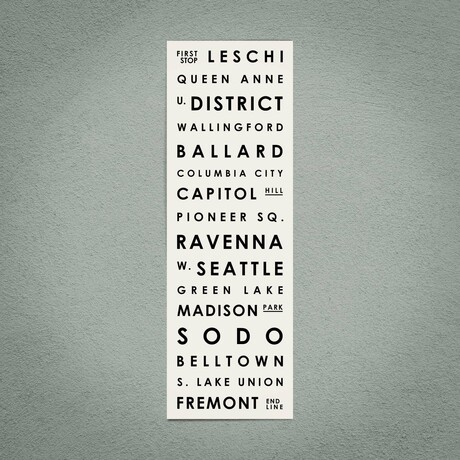 Seattle 12" X 36" // Typographical Print