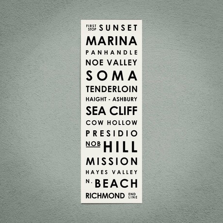 San Francisco 12" X 36" // Typographical Print