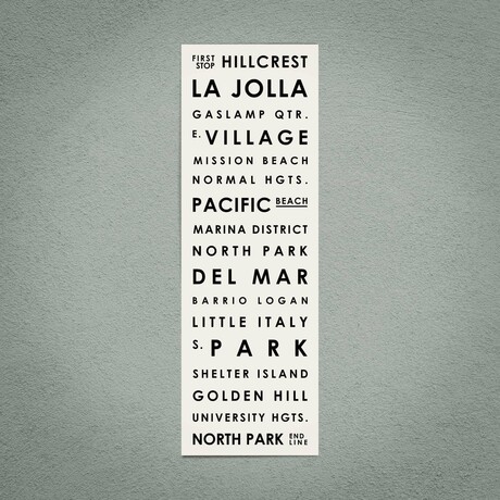 San Diego 12" X 36" // Typographical Print