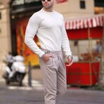 Crewneck Pattern Knit Sweater // White (L)