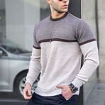 Crewneck Blocked Sweater // Beige (XL)