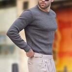 Crewneck Pattern Knit Sweater // Anthracite (XL)