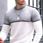 Crewneck Blocked Sweater // White (M)