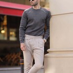 Crewneck Pattern Knit Sweater // Anthracite (XL)