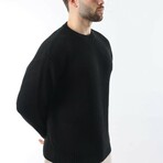 Crewneck Ribbed Sweater // Black (L)