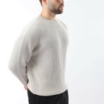 Crewneck Ribbed Sweater // Gray (L)