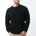 Crewneck Ribbed Sweater // Black (L)