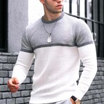 Crewneck Blocked Sweater // White (M)