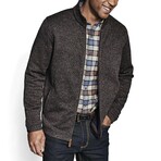 Marled Rib Full Zip // Navy + Brown (S)