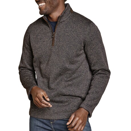 Marled Quarter-Zip // Navy + Brown (S)