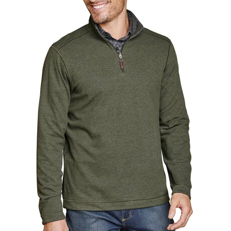 Icon Reversible Quarter-Zip // Olive + Charcoal (S)