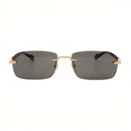 Gucci // Men's // GG1221S 001 Pilot Sunglasses // Black Gold + Gray Lenses
