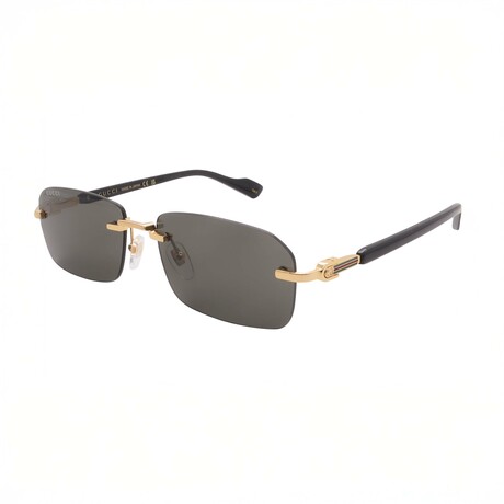 Gucci // Men's // GG1221S 001 Pilot Sunglasses // Black Gold + Gray Lenses