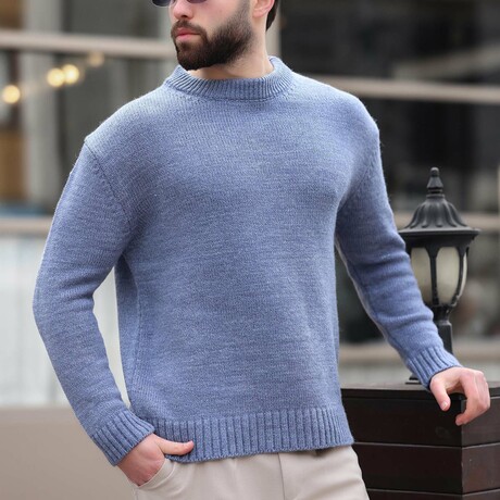 Crewneck Knit Sweater // Indigo (S)