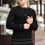 Crewneck Tipped Knit Sweater // Black (S)