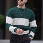 Crewneck Striped Knit Sweater // Green (S)