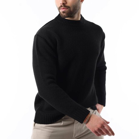 Crewneck Knit Sweater // Black (S)