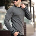 Crewneck Tipped Knit Sweater // Anthracite (S)