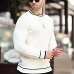 Crewneck Tipped Knit Sweater // Ecru (S)