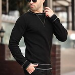 Crewneck Tipped Knit Sweater // Black (S)
