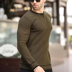 Crewneck Tipped Knit Sweater // Khaki (S)