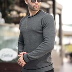 Crewneck Tipped Knit Sweater // Anthracite (S)