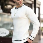 Crewneck Tipped Knit Sweater // Ecru (S)