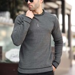 Crewneck Tipped Knit Sweater // Anthracite (S)