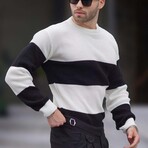 Crewneck Striped Knit Sweater // Bone (S)