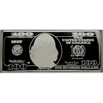 1997 Benjamin Franklin $ 100 4 Ounce Silver Bar