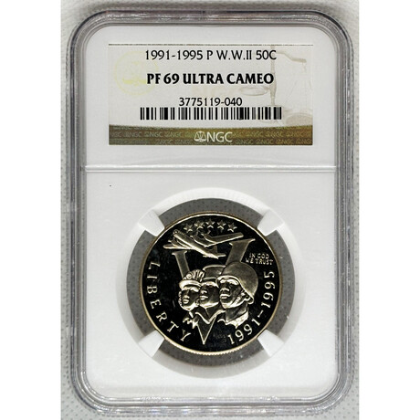 1991 -1995 Half Dollar World War II NGC MS 69 Proof Ultra Cameo # 040