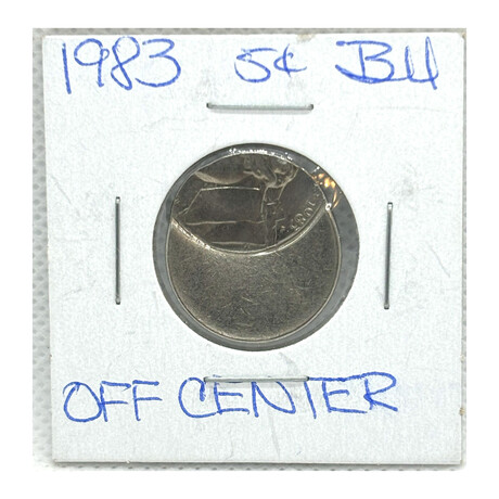 1983 Jefferson Nickel ERROR COIN OFF CENTER STRIKE