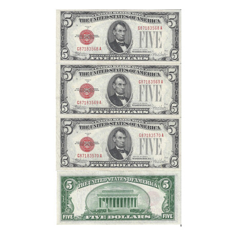1928 E $ 5 Legal Tender set of 3