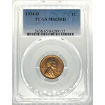 1934 D Lincoln Penny PCGS MS 65 RED # 155