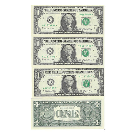 2006 $ 1 Federal Reserve Pack with Fancy Serial Number # 4444