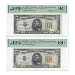 1934 A $ 5 North Africa Changeover pair