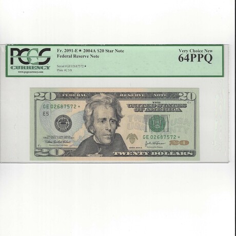 2004 A STAR $ 20 Federal Reserve PCGS 64 PPQ